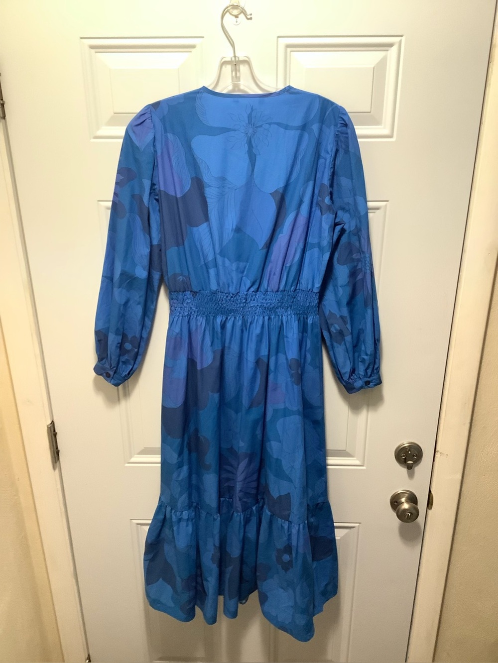 Tucker NYC| Juliette Blue Retro Floral Tiered Sz XS Dress Modest Organic Cotton - Picture 8 of 13